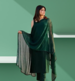 Elegant Dark Green Kurta Set With Dupatta - Image 4